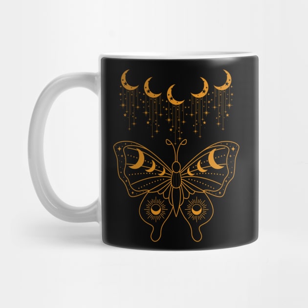 celestial butterfly with crescent moons by Drawab Designs